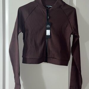 NWT snatched long sleeve zipper top